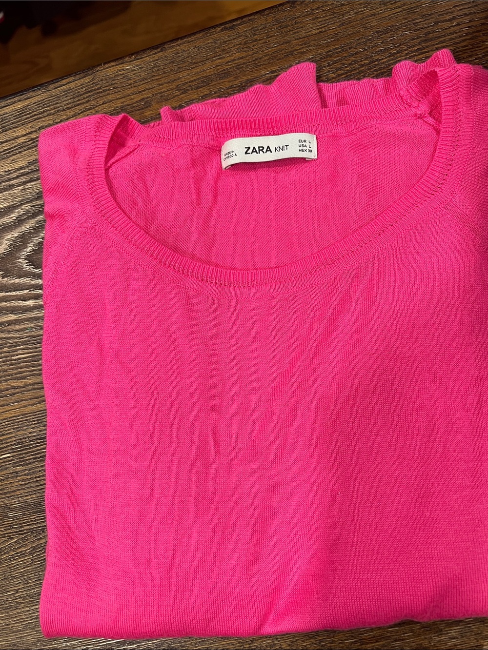 ZARA Bright Pink Crewneck Knit Sweater